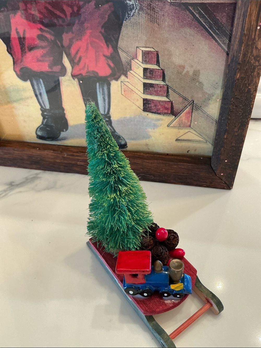 Festive Green  Holiday Tree with sled Set